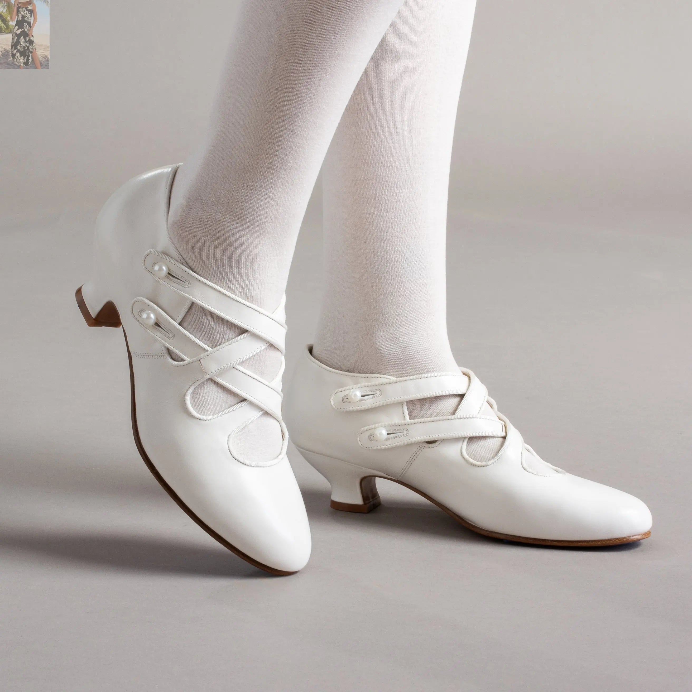 Astoria Edwardian Leather Shoes (Soft Ivory)
