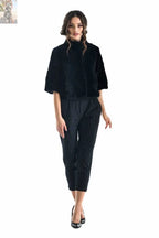 Navy Blue Genuine Mink Fur Jacket
