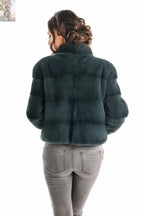 Olive Genuine Mink Fur Jacket
