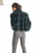 Olive Genuine Mink Fur Jacket