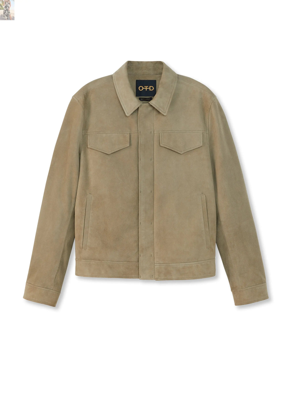 Suede Trucker Jacket (Sage)