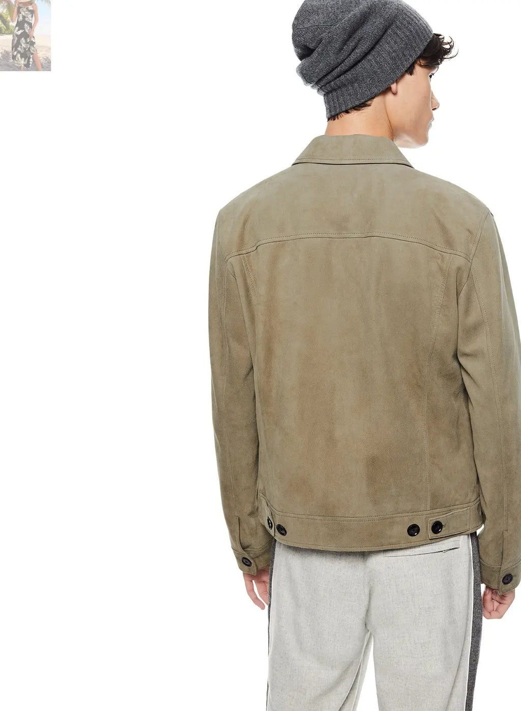Suede Trucker Jacket (Sage)