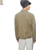 Suede Trucker Jacket (Sage)