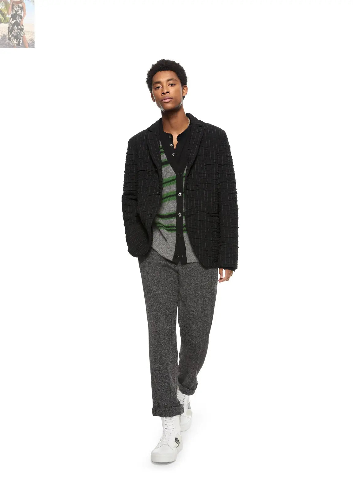 Pinstripe Crinkle Jacket