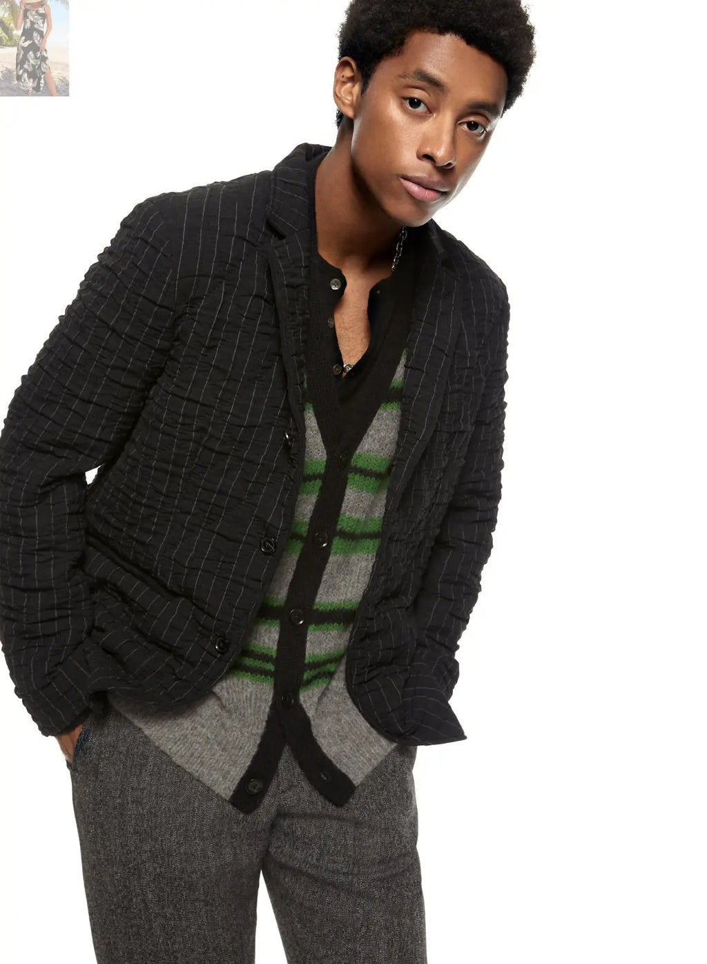 Pinstripe Crinkle Jacket