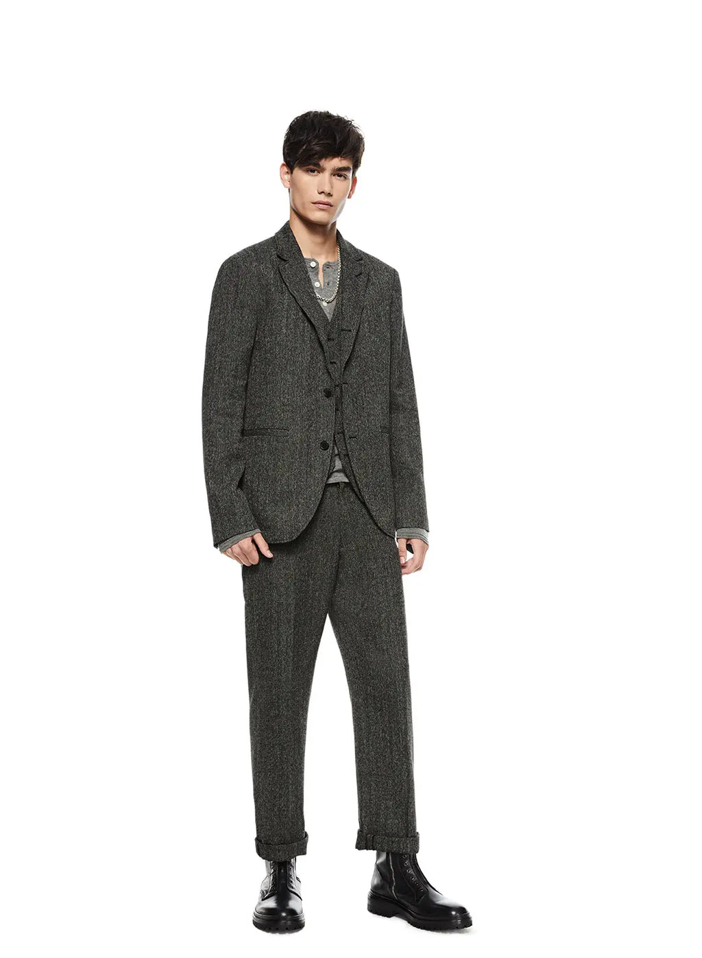 Herringbone Single-Breasted Jacket