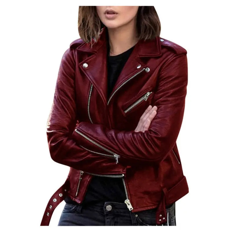 Women's Short Women's Leather Jacket Coat Jacket Pu - Style HavenStyle Haven