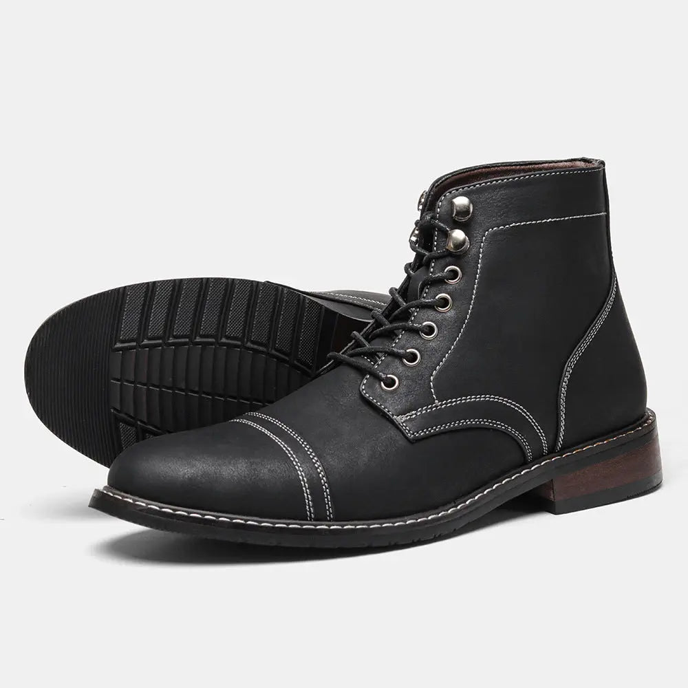Mens Vintage Casual Leather Boots style-haven-vwag8