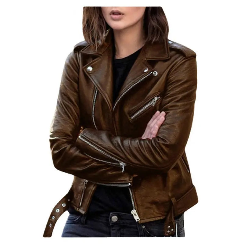 Women's Short Women's Leather Jacket Coat Jacket Pu - Style HavenStyle Haven