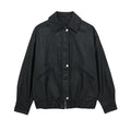 Women's Lapel Loose Faux Leather Bomber Jacket Coat Gear Hikes