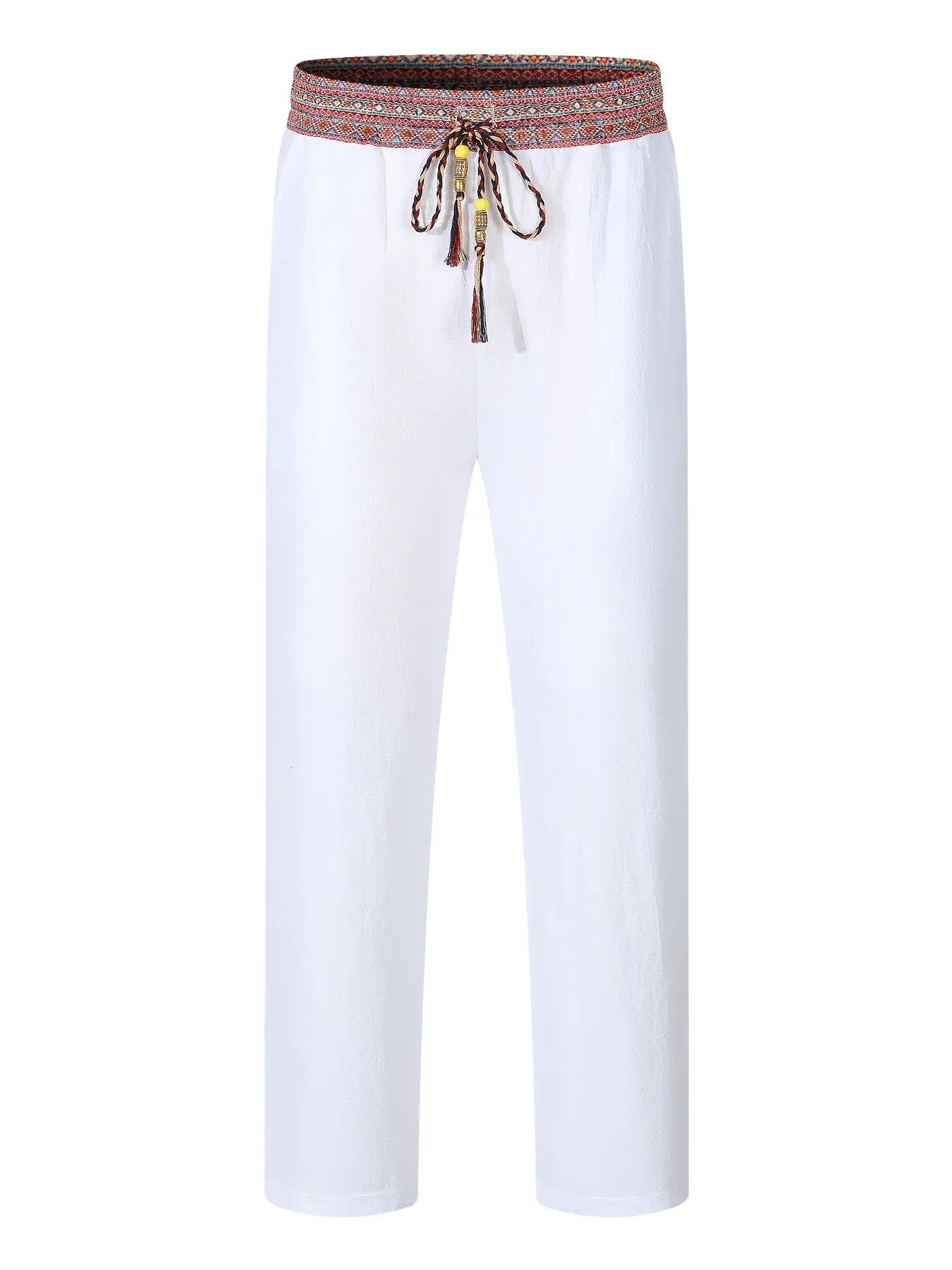 Mens Retro Patchwork Linen Pants Full-length style-haven-vwag8