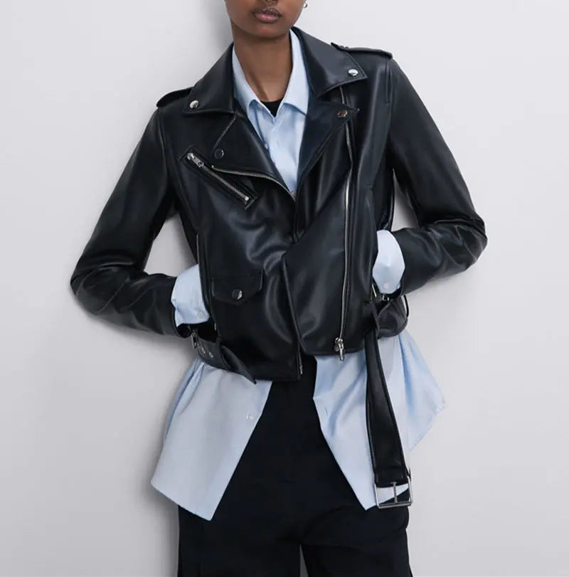 Women's Motorcycle Leather Jackets Autumn New style-haven-vwag8