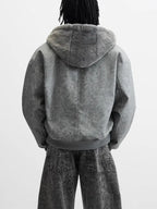Men's Double-sided Faux Leather Hooded Bomber Jacket Gear Hikes