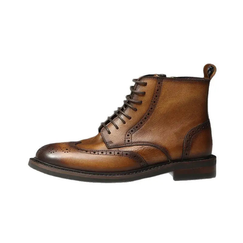 Mens Trendy Casual Thick-soled Leather Boots style-haven-vwag8