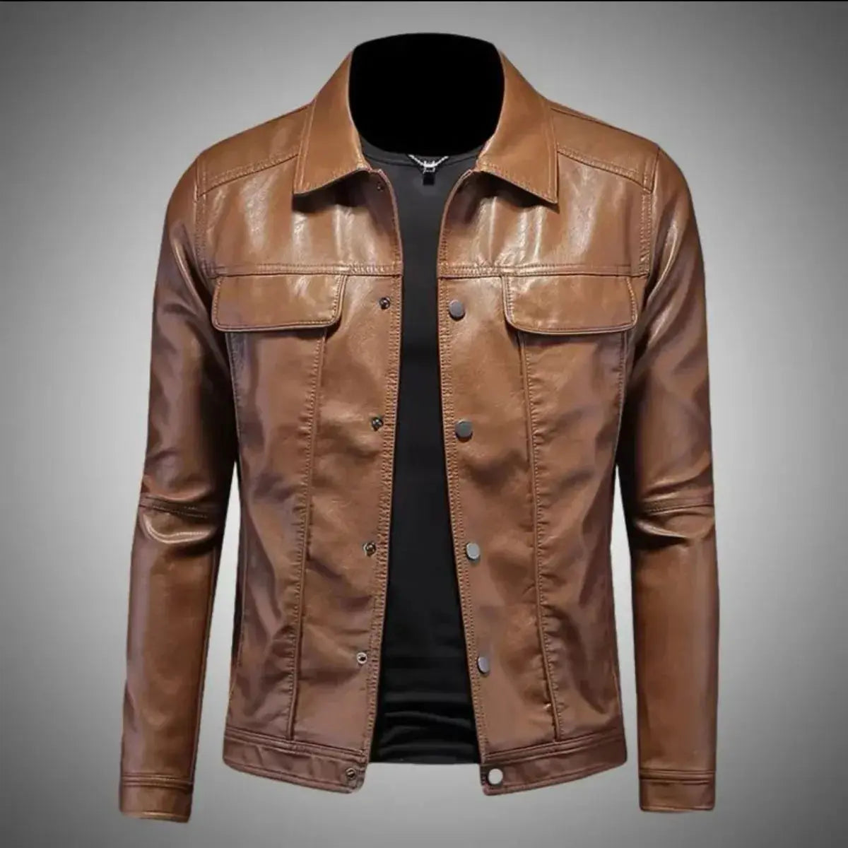 Male Premium Leather Utility Jacket Gear Hikes