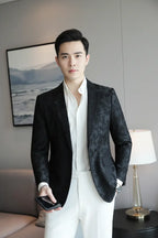 Black Floral Blazer — Full Model View