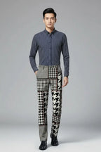Black & White Houndstooth Trousers – Full Model View