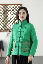 Bright Green Quilted Jacket - Full Model View