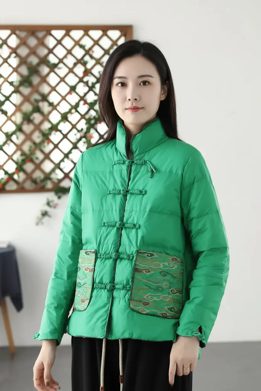 Bright Green Quilted Jacket - Full Model View