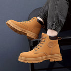 Mens Winter Boots Chunky Mid Heel Shoes Fashion Ankle Boots style-haven-vwag8