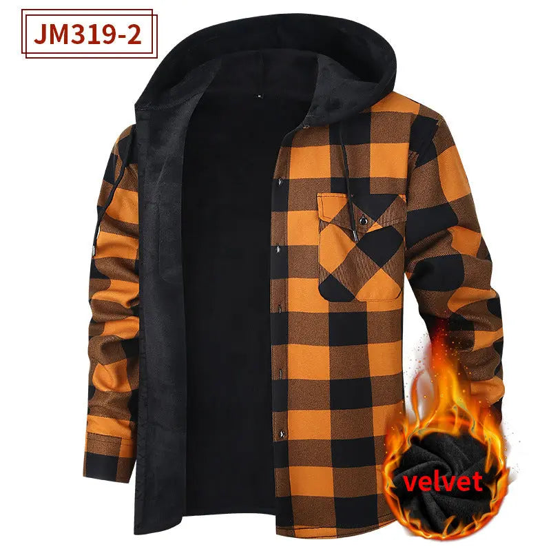 Men's Fleece-Lined Thickened Hooded Shirt style-haven-vwag8