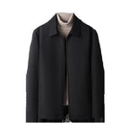 Men's White Goose Down Jacket — Polo Collar with Removable Liner style-haven-vwag8