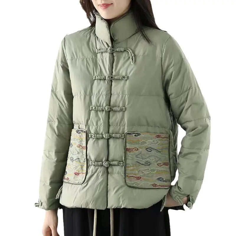 Women's Clothing Short Embroidery Down Jacket Women style-haven-vwag8