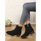 Suede Dr Martens Chunky Heel Short Women's Boots style-haven-vwag8