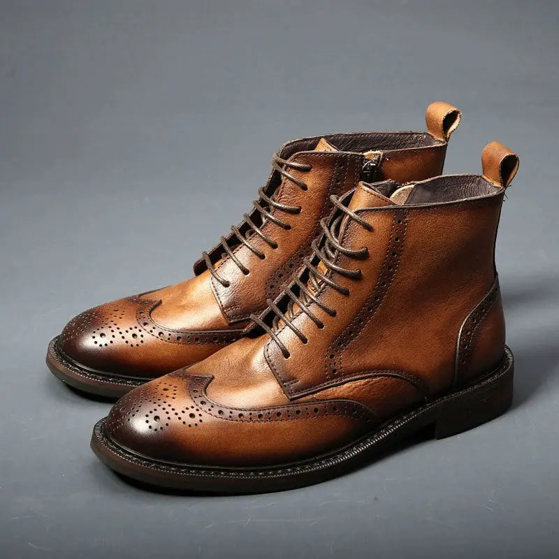 Mens Trendy Casual Thick-soled Leather Boots style-haven-vwag8