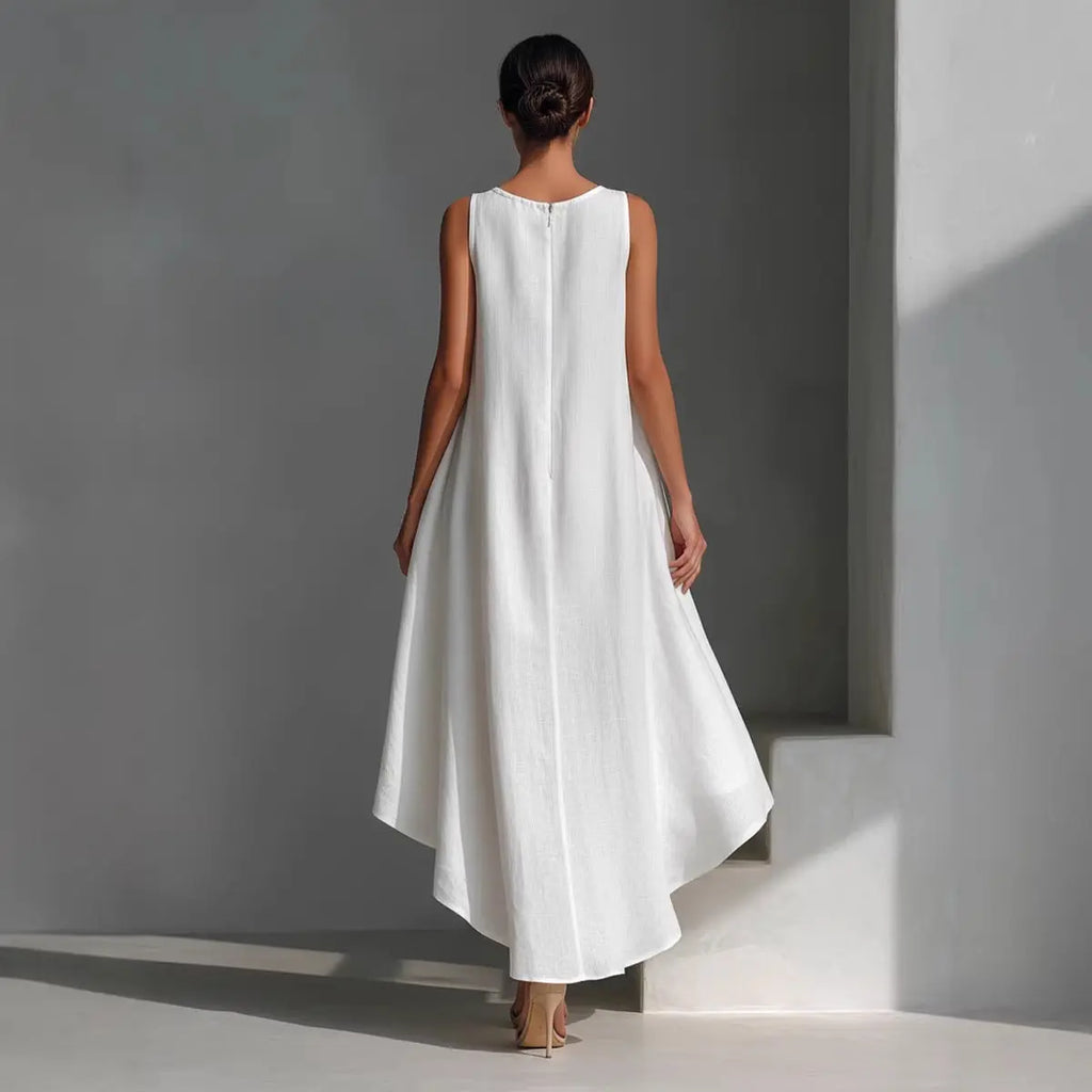 Women's Cotton-linen Irregular Sleeveless Dress style-haven-vwag8
