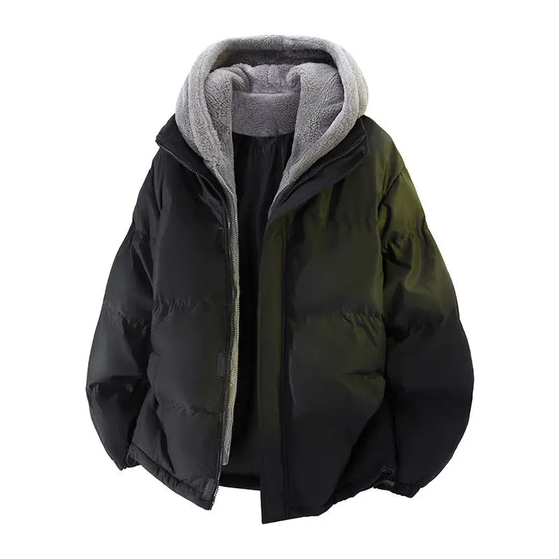 Men's Hooded Padded Fleece Jacket — Faux Two-Piece Design style-haven-vwag8
