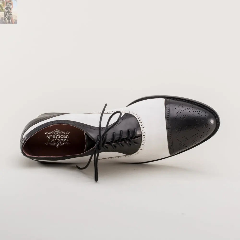 Dandy Men's Vintage Cap Toe Oxfords (Black/White)