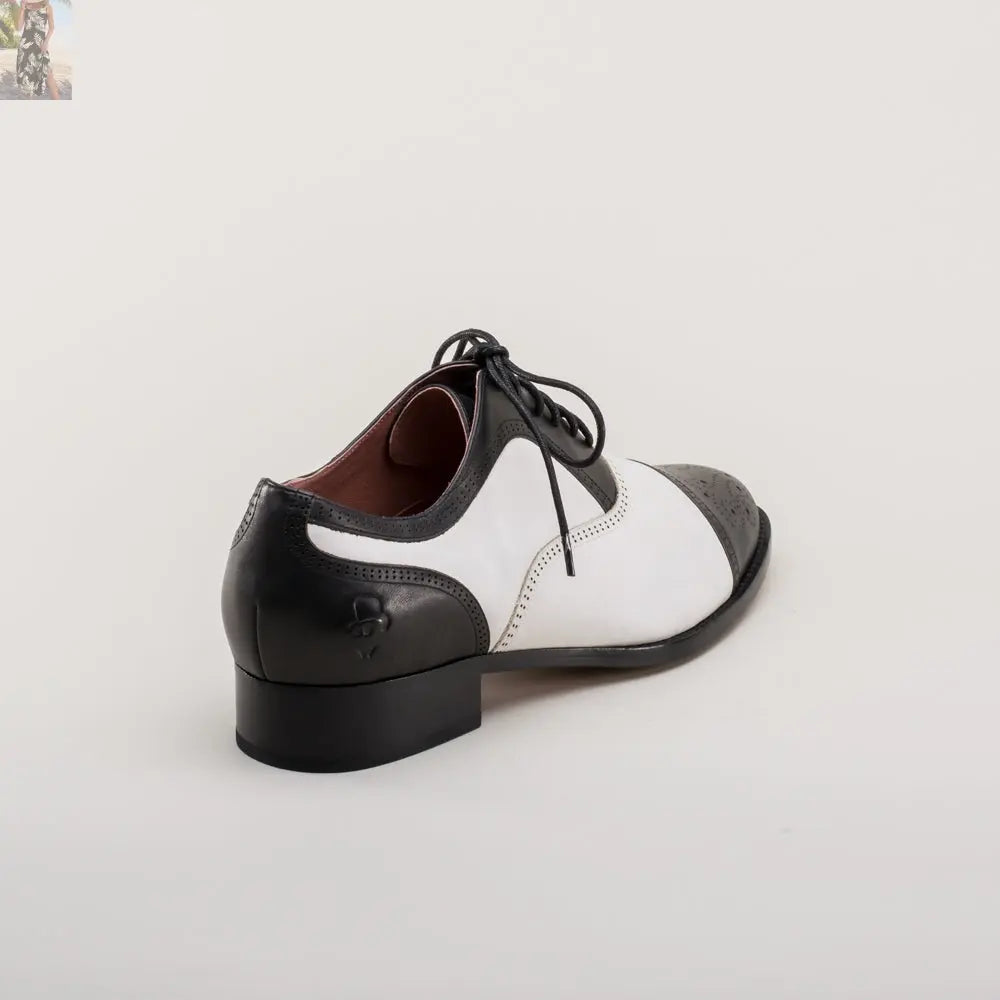 Dandy Men's Vintage Cap Toe Oxfords (Black/White)