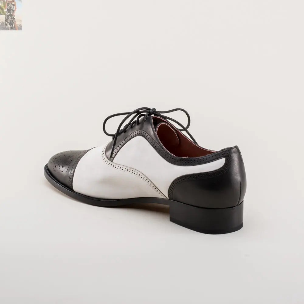 Dandy Men's Vintage Cap Toe Oxfords (Black/White)
