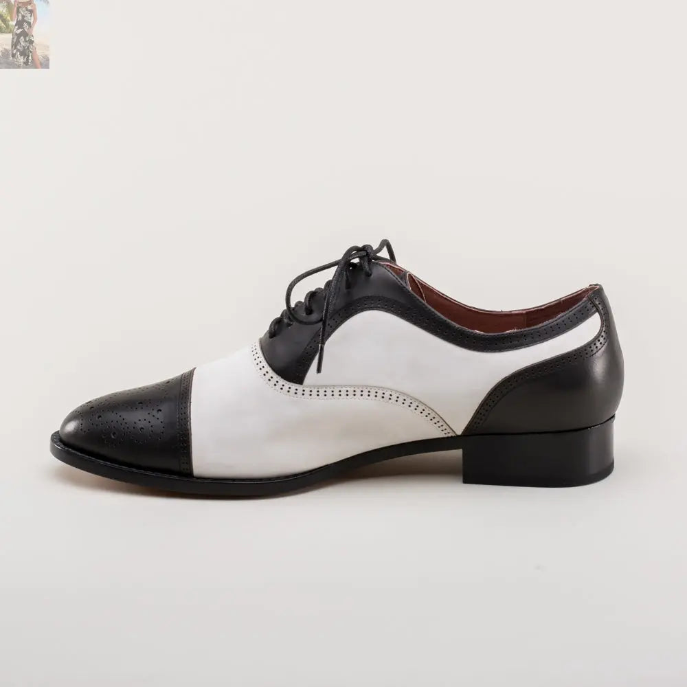 Dandy Men's Vintage Cap Toe Oxfords (Black/White)