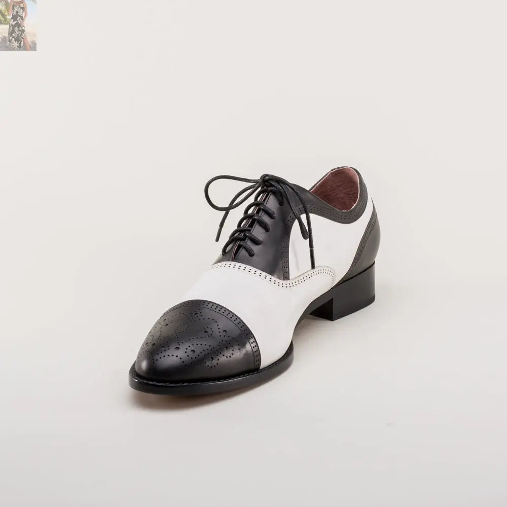 Dandy Men's Vintage Cap Toe Oxfords (Black/White)