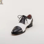 Dandy Men's Vintage Cap Toe Oxfords (Black/White)