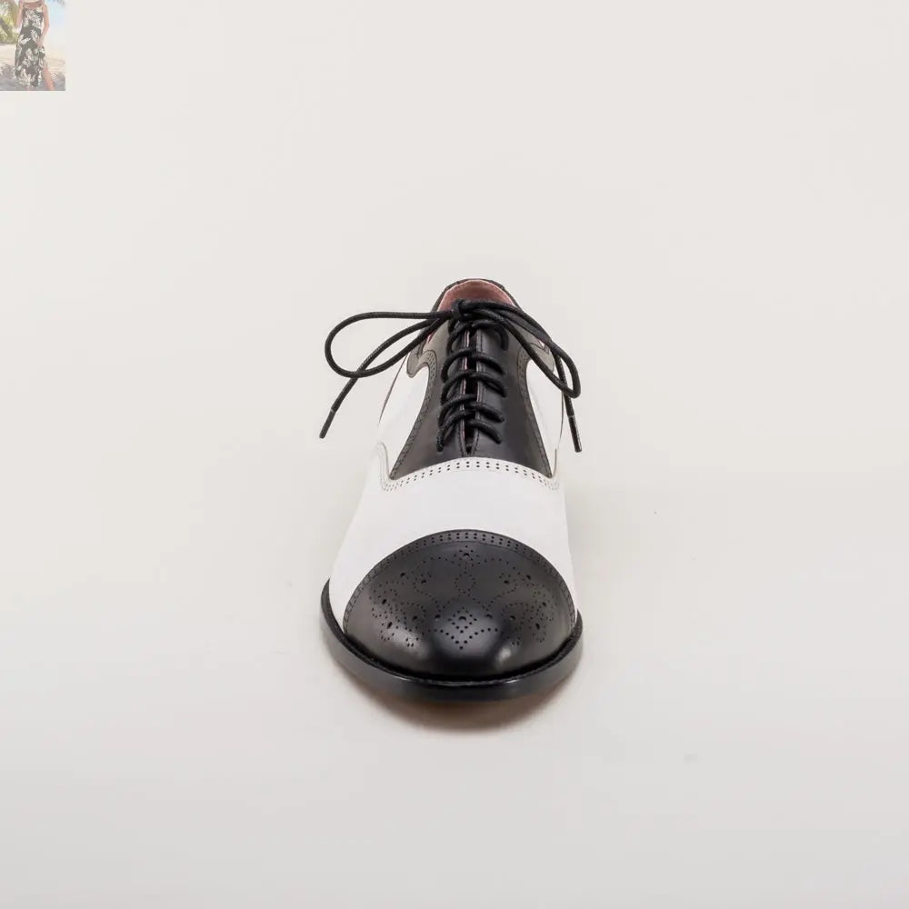 Dandy Men's Vintage Cap Toe Oxfords (Black/White)