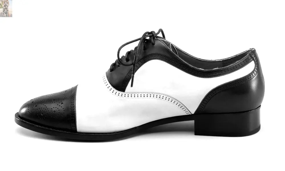 Dandy Men's Vintage Cap Toe Oxfords (Black/White)