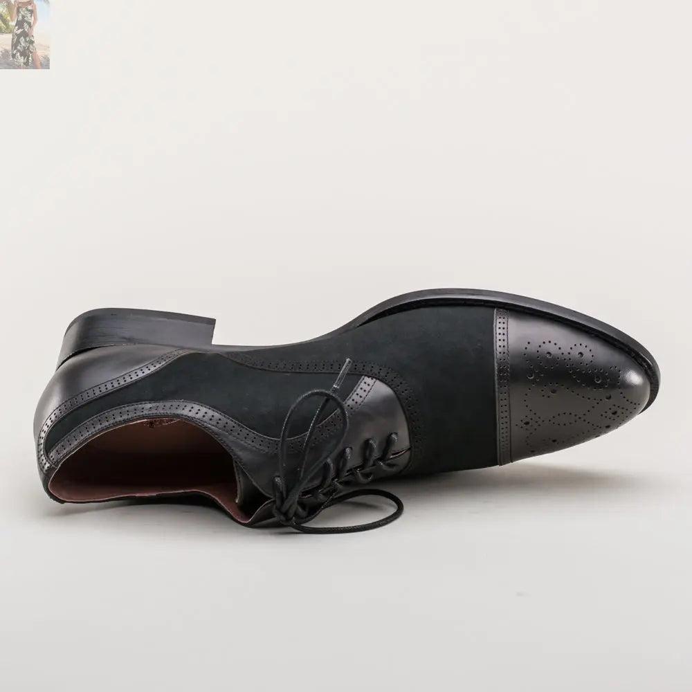 Dandy Men's Vintage Cap Toe Oxfords (Black)