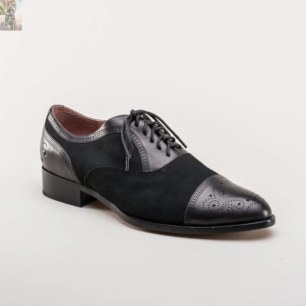 Dandy Men's Vintage Cap Toe Oxfords (Black)