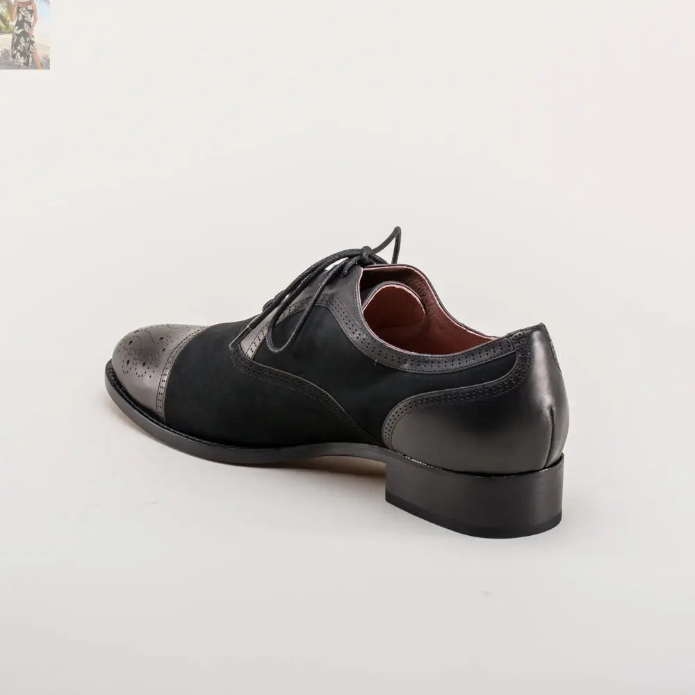Dandy Men's Vintage Cap Toe Oxfords (Black)