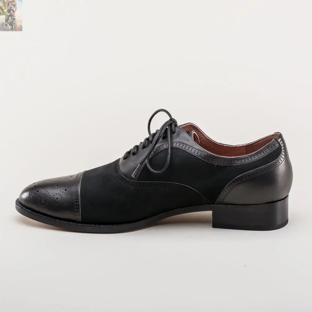 Dandy Men's Vintage Cap Toe Oxfords (Black)