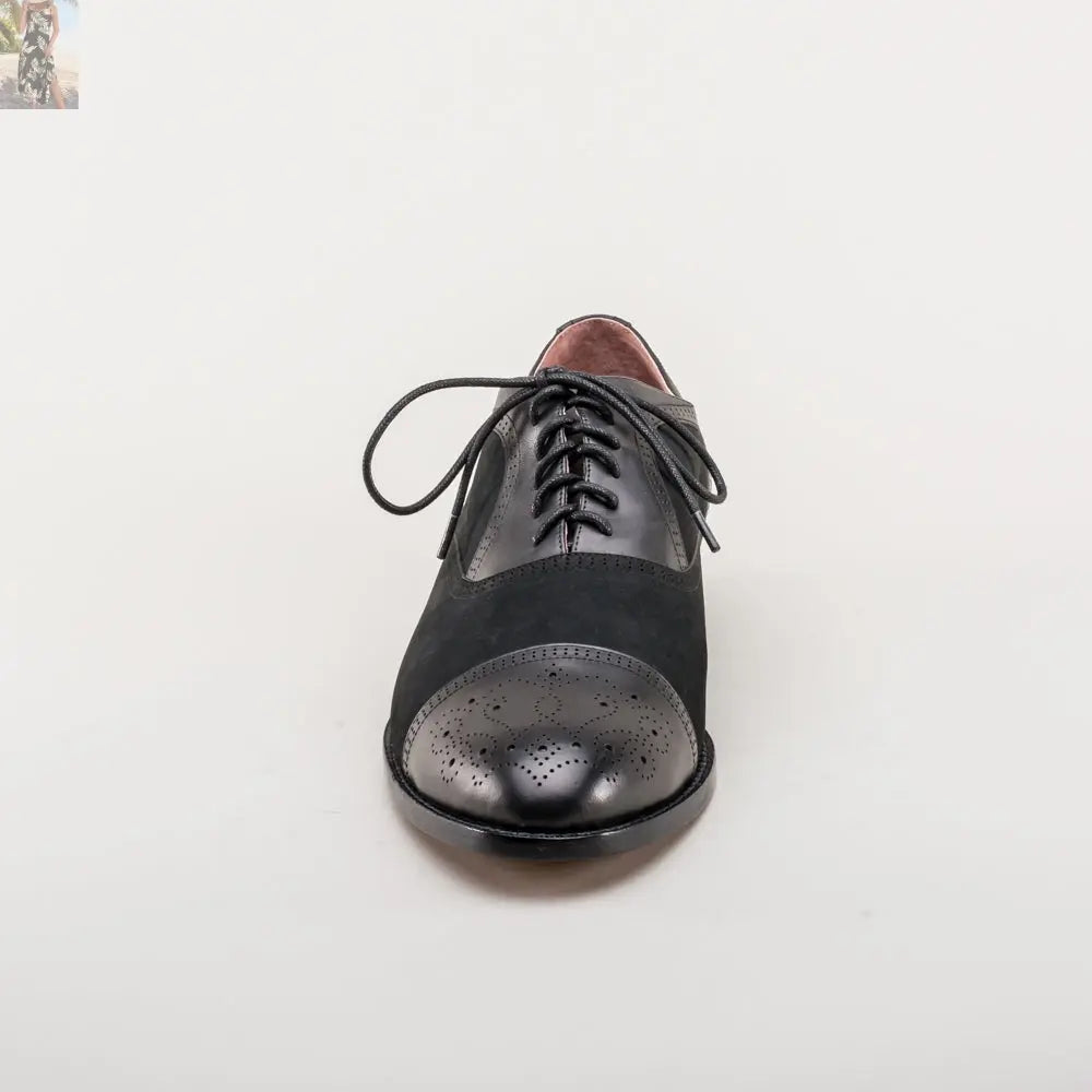 Dandy Men's Vintage Cap Toe Oxfords (Black)