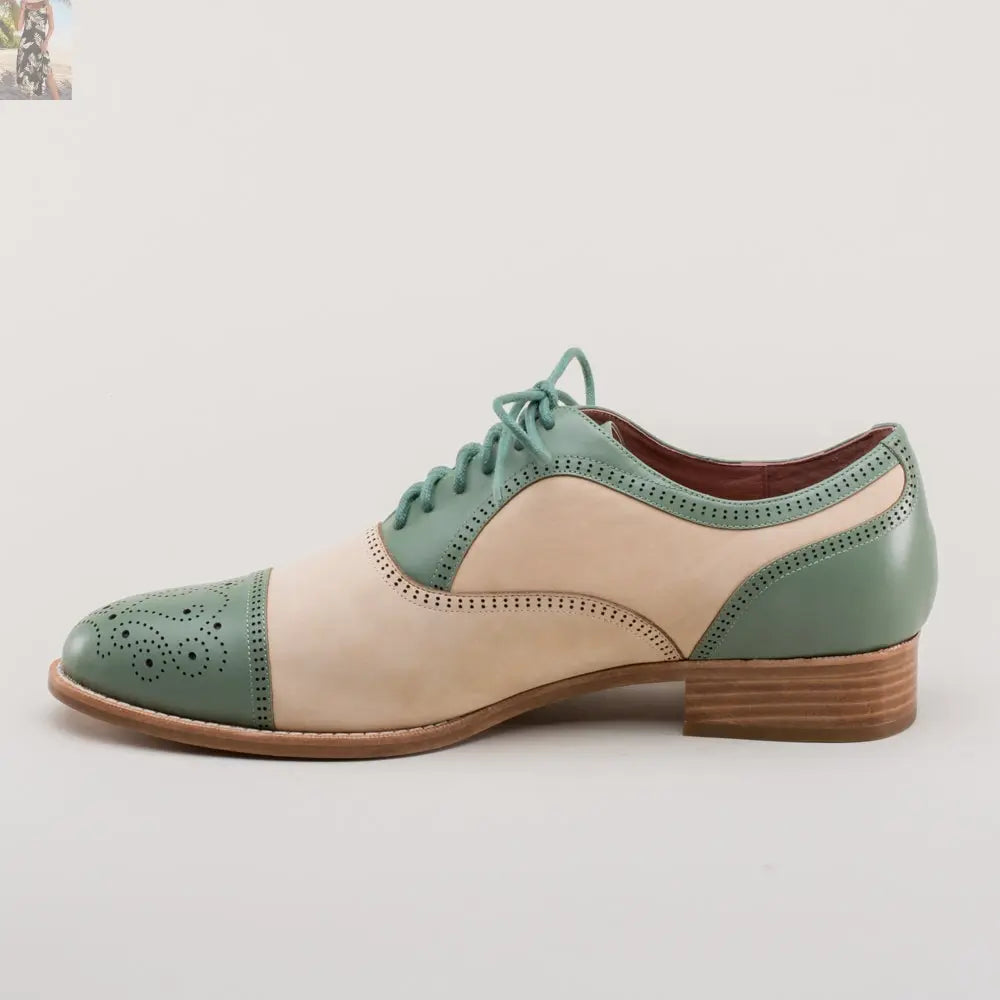 Dandy Men's Vintage Cap Toe Oxfords (Sage/Buff)