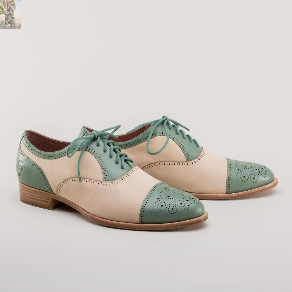 Dandy Men's Vintage Cap Toe Oxfords (Sage/Buff)