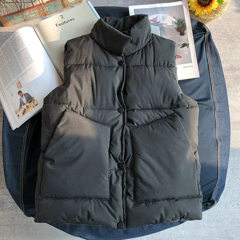 Men's Down Cotton Puffer Vest — Stand-Collar Waistcoat style-haven-vwag8