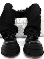 Thick Soled Men's British High-end Black Elevated Leather style-haven-vwag8
