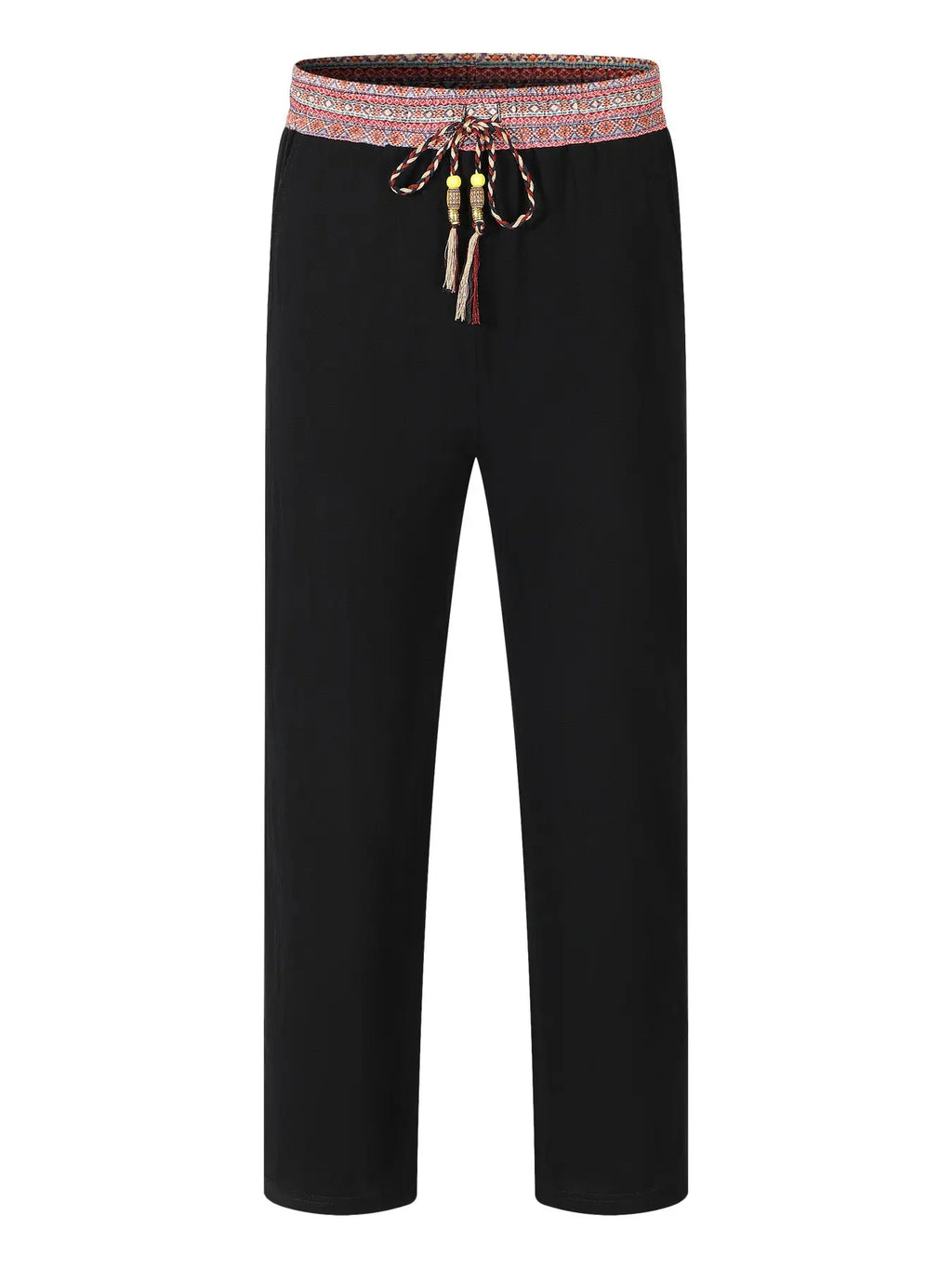 Mens Retro Patchwork Linen Pants Full-length style-haven-vwag8