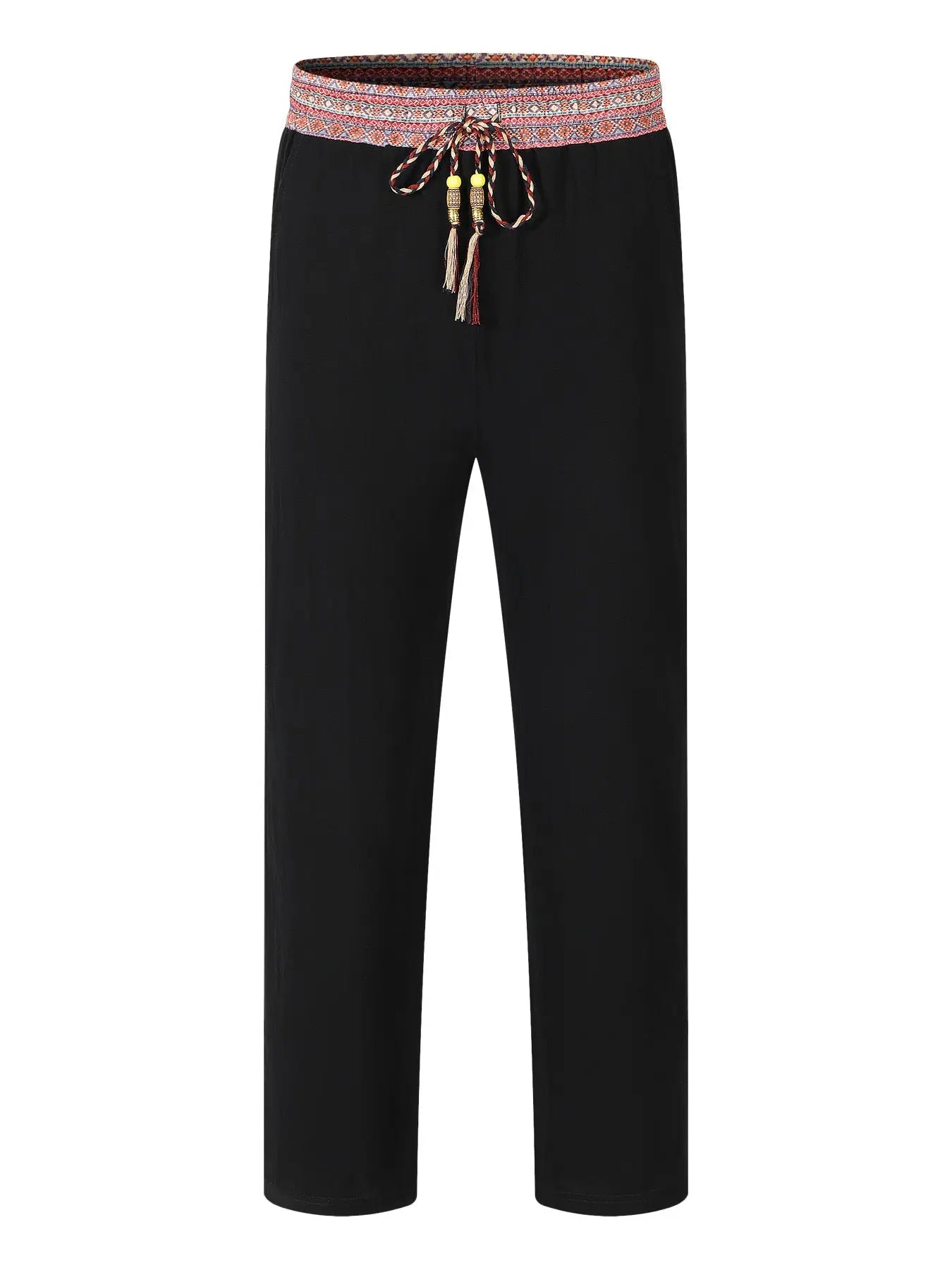 Mens Retro Patchwork Linen Pants Full-length style-haven-vwag8